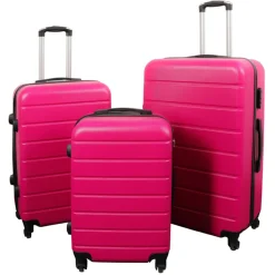 Kuffertsæt - 3 Stk. - Eksklusivt hardcase billige kufferter - Pink med striber