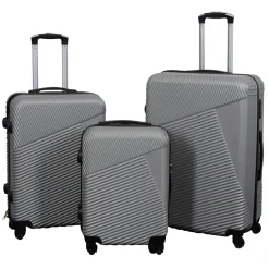 Kuffertsæt - 3 stk. - Hardcase rejsekufferter - Silver lines - Letvægts kufferter