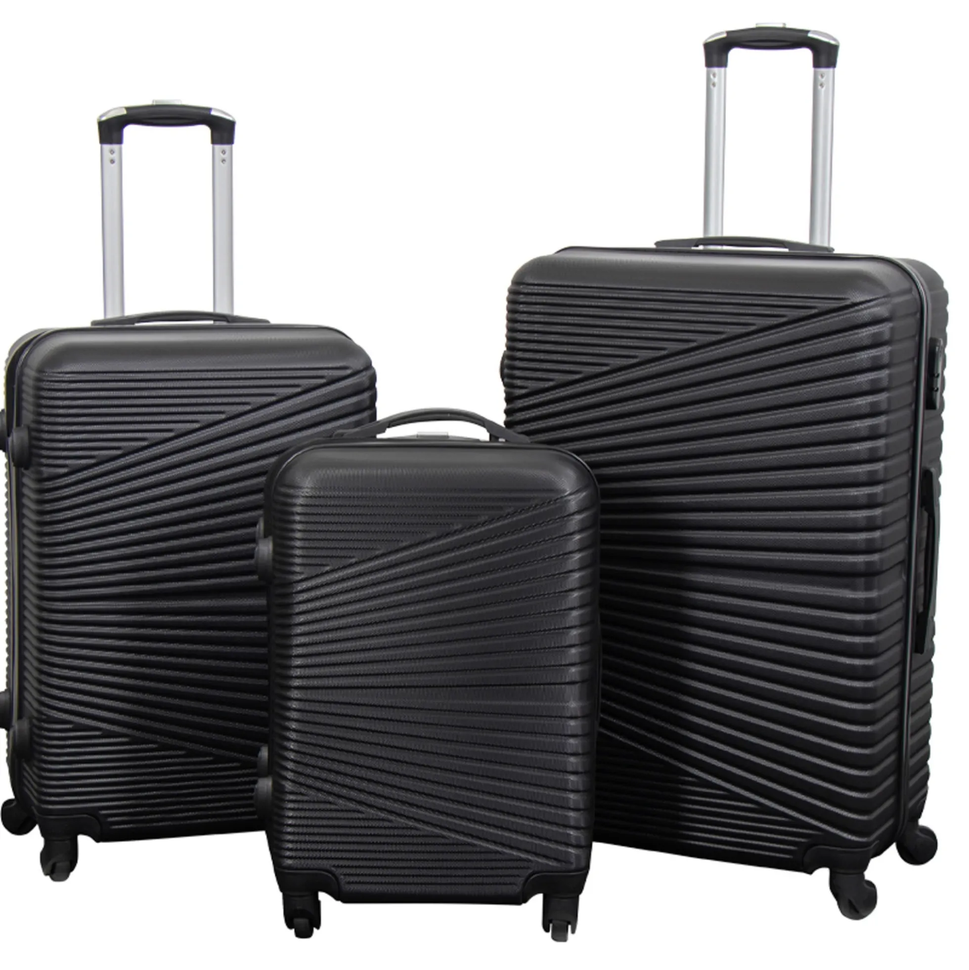 Kuffertsæt - 3 stk. - Hardcase rejsekufferter - Nordic sort - Letvægts kufferter