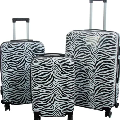 Kuffertsæt - 3 Stk. - Kuffert med motiv - Zebra - Hardcase letvægt kuffert med 4 hjul