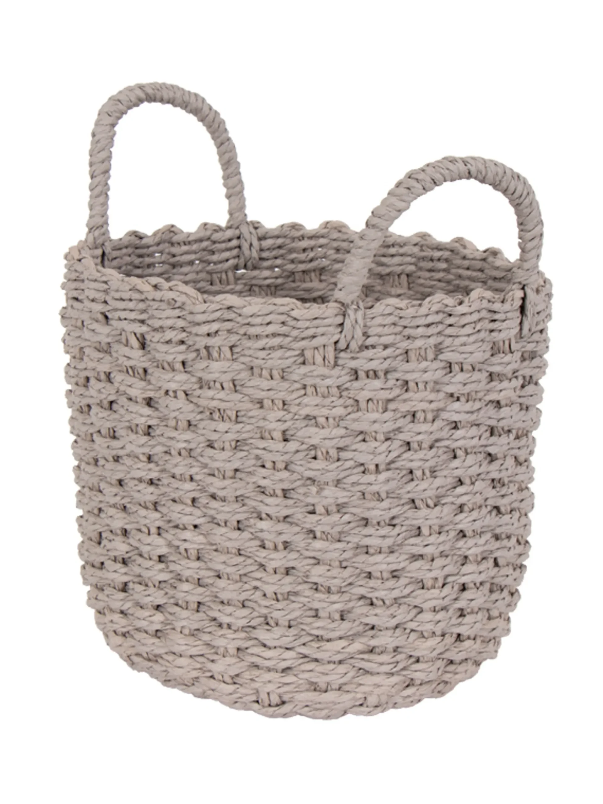 Kurv til opbevaring - 20x20 cm - Grå fletkurv af papir - Praktisk og dekorativ
