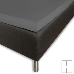 Kuvertlagen med H-split 180x210 cm - 100% bomuldssatin - Splitlængde 65 cm - Antracit gråt lagen til topmadras - Borås Cotton Cloud satin lagen
