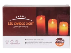 Led bloklys - 3 stk. i pakke - Med bevægelige flammer
