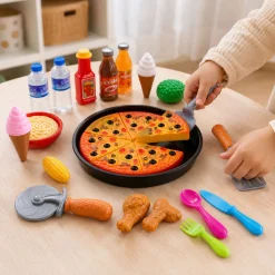 Legemad pizza med velcro - 41x31 cm - 30 dele
