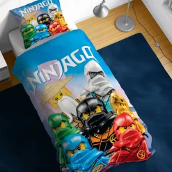LEGO Ninjago sengetøj - 100% bomuld - Børnesengetøj 140x200 cm - Blåt LEGO sengetøj