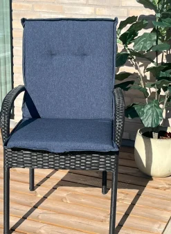 Luksus PLUS havehynde til havestol - Tyk skumkerne 7 cm - Blå havestols hynde med ekstra høj komfort & UV-resistent betræk - Nordstrand Home hynde