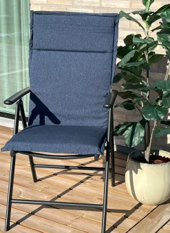 Luksus PLUS havehynde til positionsstol - Tyk skumkerne 7 cm - Mørkeblå havehynde til havestol med ekstra høj komfort & UV-resistent betræk - Nordstrand Home hynde