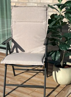 Luksus PLUS havehynde til positionsstol - Tyk skumkerne 7 cm - Beige havehynde til havestol med ekstra høj komfort & UV-resistent betræk - Nordstrand Home hynde