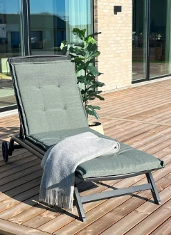 Luksus PLUS hynde til solvogn - Tyk skumkerne 7 cm - Grøn hynde til liggestol - Ekstra høj komfort & UV-resistent betræk - Nordstrand Home hynde til solseng