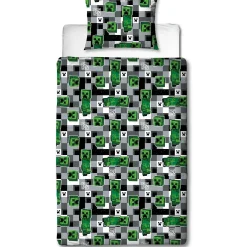 Minecraft sengetøj - 100% bomuld - Børnesengetøj 140x200 cm - Alex og Steve - Grøn