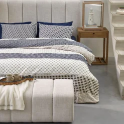 Mønstret sengetøj 140x200 cm - Sengesæt i 100% blød bomuld - Ropes Navy - Riviéra Maison sengelinned