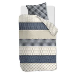 Mønstret sengetøj 140x200 cm - Sengesæt i 100% blød bomuld - Ropes Navy - Riviéra Maison sengelinned