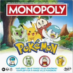 Monopoly Pokémon brætspil med fangst og trænerkampe - 2-4 spillere