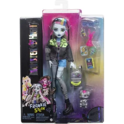 Monster High Frankie Stein basisdukke - 9 tilbehørs dele - 30 cm