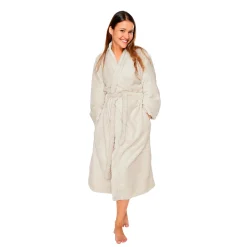 Morgenkåbe - Str. L/XL - Sand - Coral fleece blød badekåbe - Borg Living