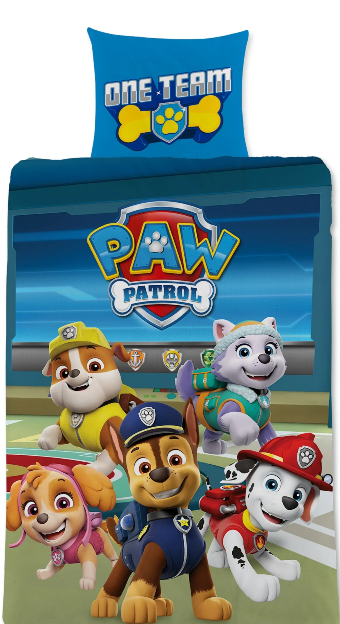 Paw Patrol sengetøj - 100% bomuld - Junior sengetøj 100x140 cm - Paw Patrol One Team