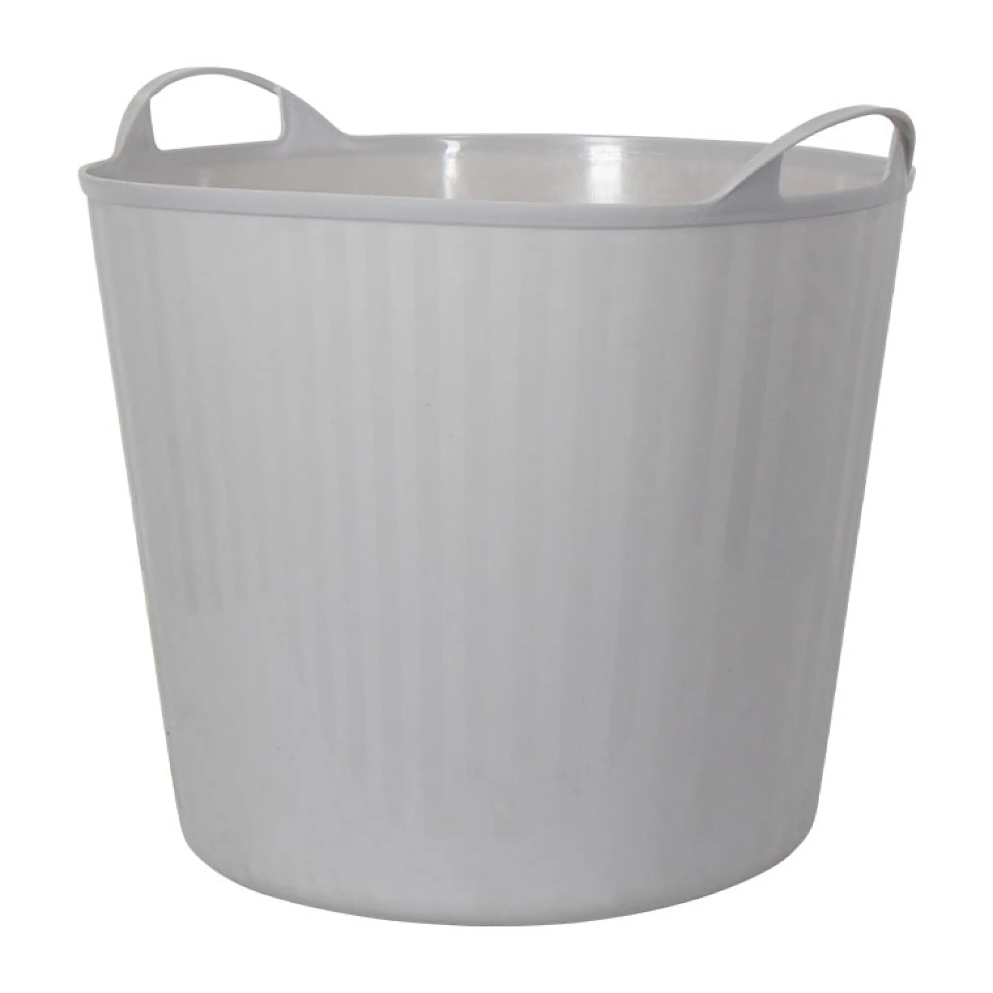 Plastikbalje - Grå plastik balje med hanke - 35x41 cm - Praktisk kurv til opbevaring