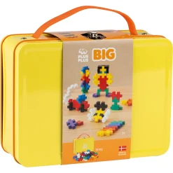 Plus-Plus BIG byggebrikker i gul metalkuffert - 70 dele