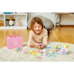 Plus-Plus BIG pastel byggebrikker i lyserød metalkuffert - 70 dele