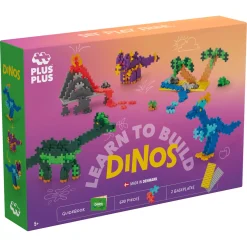 Plus-Plus dinosaur byggesæt med vulkan og byggeplader - 600 dele
