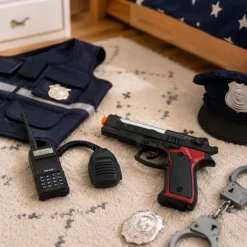 Politisæt med pistol og walkie-talkie med lyd og lys - 22 cm