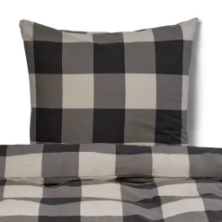Pudebetræk 60x63 cm - 100% bomuld - Grå tern
