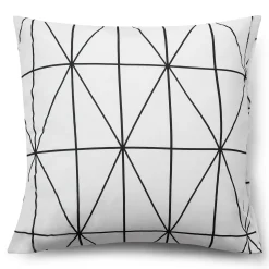 Pudebetræk 60x63 cm - 100% bomuld - Hvidt med sorte harlekintern