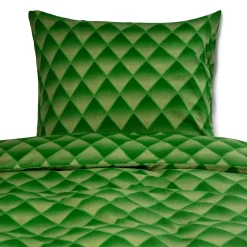 Pudebetræk 60x63 cm - 100% bomuldssatin - Grønt 3D harlekinmønster