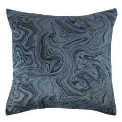 Pudebetræk 60x63 cm - Bomuldssatin - Mørkeblåt marble print