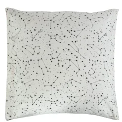 Pudebetræk 60x63 cm - 100% Bomuld - Zodiac white - Vendbart med stjerner