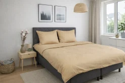 Pudebetræk 60x63 cm - Egyptisk bomuld - Beige jacquardvævede striber