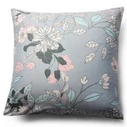 Pudebetræk 60x63 cm - Microfiber - Støvet grønt blomstret print