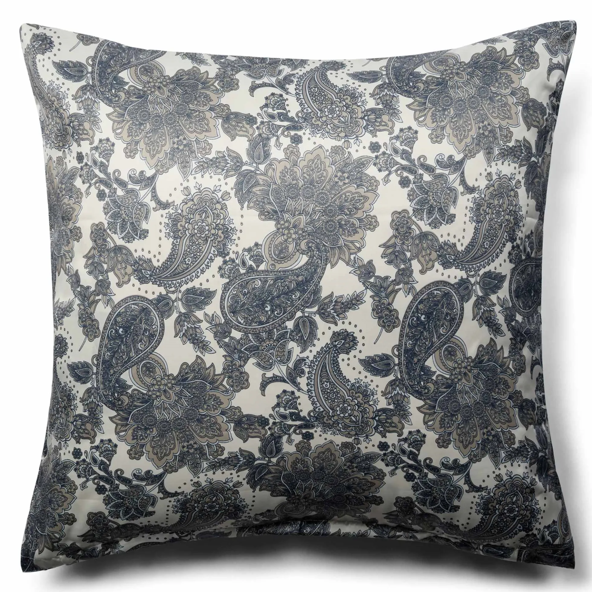 Pudebetræk 60x63 cm - Satin - Sandfarvet blomstret design