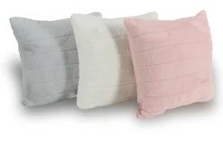 Pyntepude - 45x45 cm - Lys rosa - Fake fur sofapude med striber - Nordstrand Home