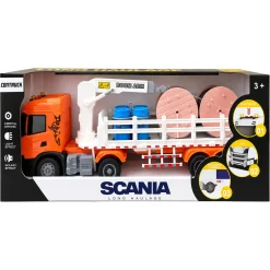 Scania lastbil med kran og tilbehør, lys og lyd - 41x9,5x15 cm