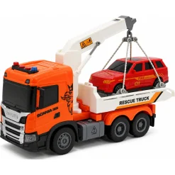 Scania lastbil med kran på lad, lys og lyd - 25x10x15 cm