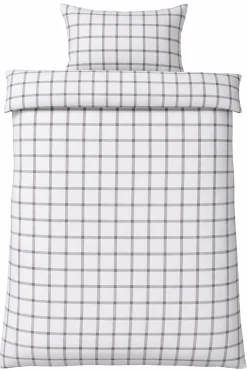 Sengetøj 140x220 cm - Bæk og Bølge - 100% bomulds krep - Grå tern