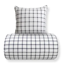 Sengetøj 140x220 cm - Bæk og Bølge - 100% bomulds krep - Grå tern