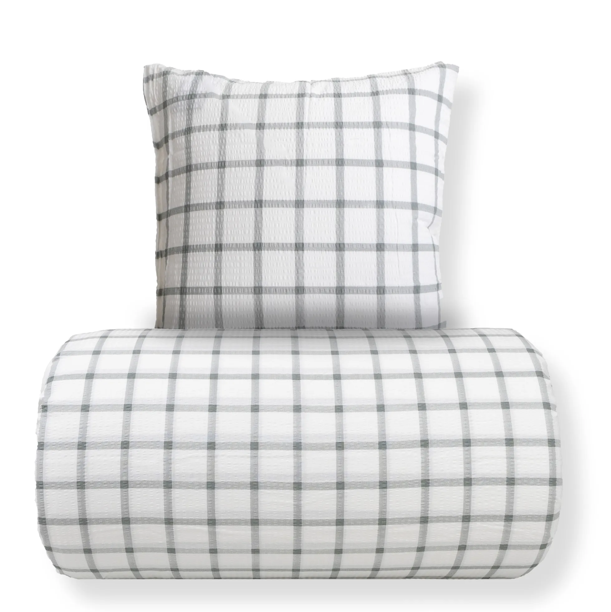 Sengetøj 140x220 cm - Bæk og Bølge - 100% bomulds krep - Grønne tern