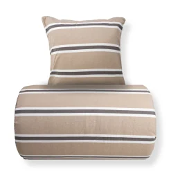 Sengetøj 140x220 cm - Bomulds flonel - Beige med striber
