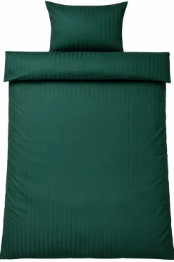 Sengetøj 150x210 cm - 100% bomuldssatin - Klassisk grønne striber
