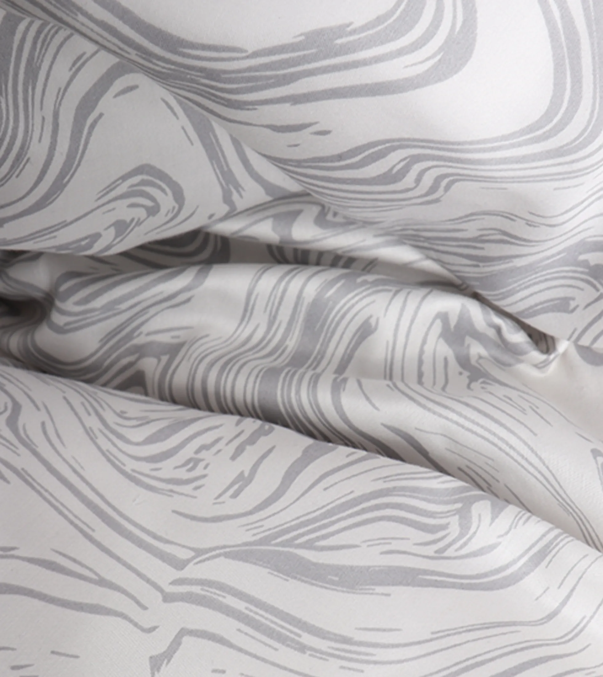 Sengetøj 140x200 cm - Bomuldssatin - Lysegråt marble print
