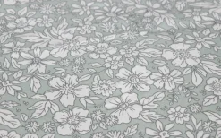 Sengetøj 140x200 cm - bomuldssatin - Støvet grønt blomster print