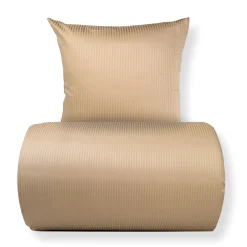 Sengetøj 140x200 cm - Egyptisk bomuld - Beige jacquardvævede striber