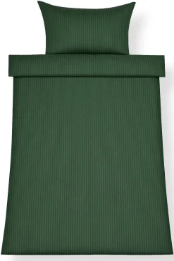 Sengetøj 140x220 cm - Egyptisk bomuld - Grønne jacquardvævede striber