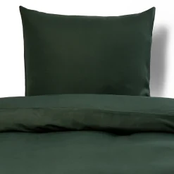 Sengetøj 140x220 cm - Microfiber - Ensfarvet mørkegrøn
