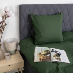 Sengetøj 140x220 cm - Microfiber - Ensfarvet mørkegrøn