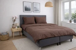 Sengetøj 140x220 cm - Microfiber - Ensfarvet brun