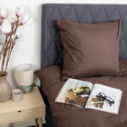 Sengetøj 140x220 cm - Microfiber - Ensfarvet brun