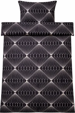Sengetøj 140x220 cm - Microfiber - Sort diamant print